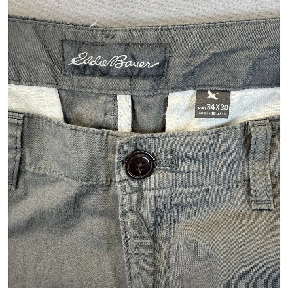 Eddie Bauer Men's Sz 34x30 Gray Hiking Trail Outdoor‎ Lightweight Chino Pants